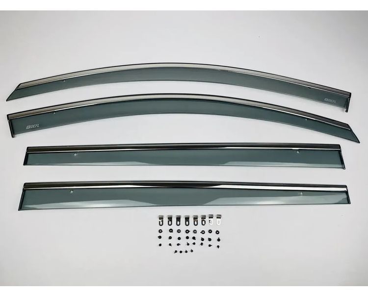 Вітровики для Volkswagen Touran 2003-2015 (довгі задні) нерж. з хром полоскою (Defl) 00-00014148 фото