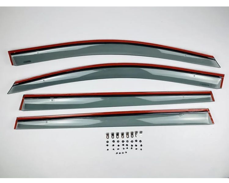 Вітровики для Volkswagen Touran 2003-2015 (довгі задні) нерж. з хром полоскою (Defl) 00-00014148 фото